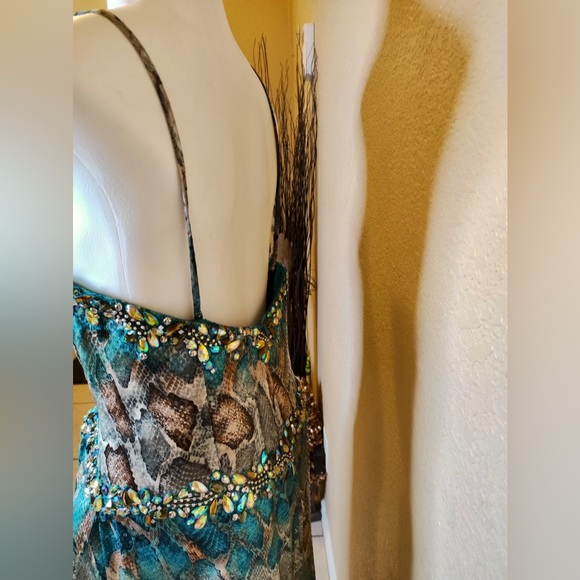 Terani couture Turquoise Green Prom Dress - Picture 3 of 5